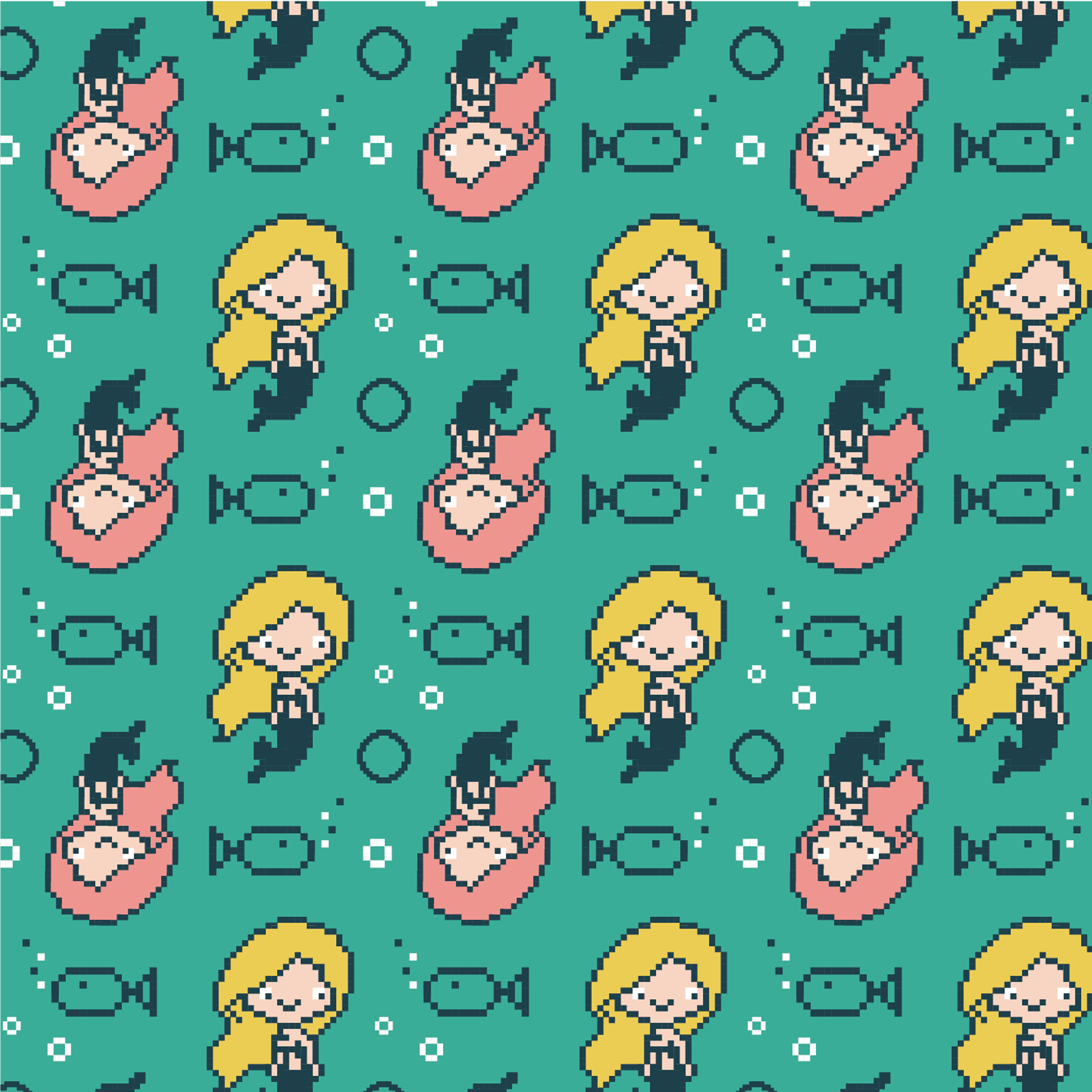 Pixel Mermaid Pattern