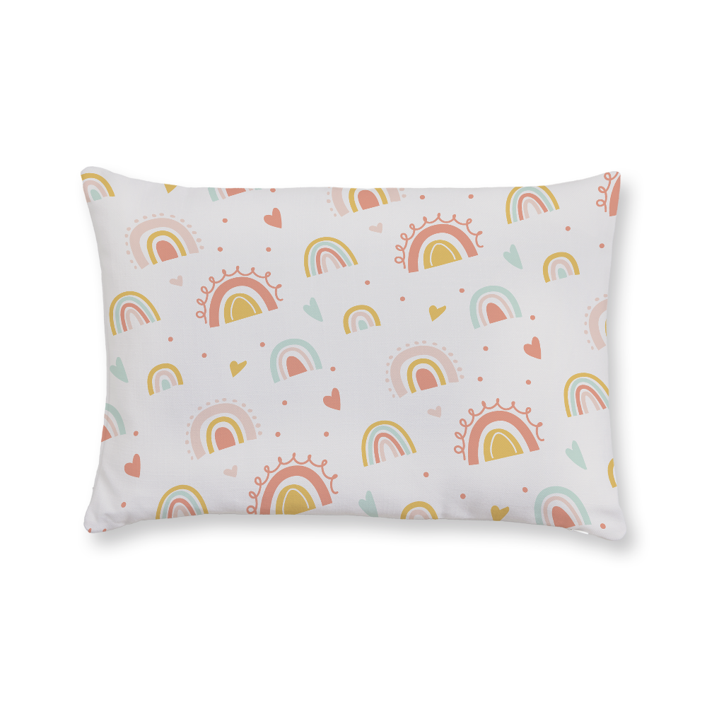 Rainbow and Hearts Pattern Throw Pillow