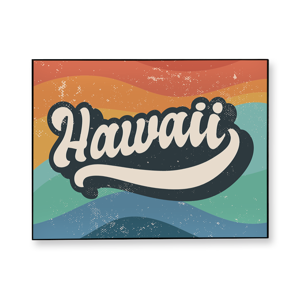 retro-lettering-hawaii-fabric-in-a-frame-wall-art