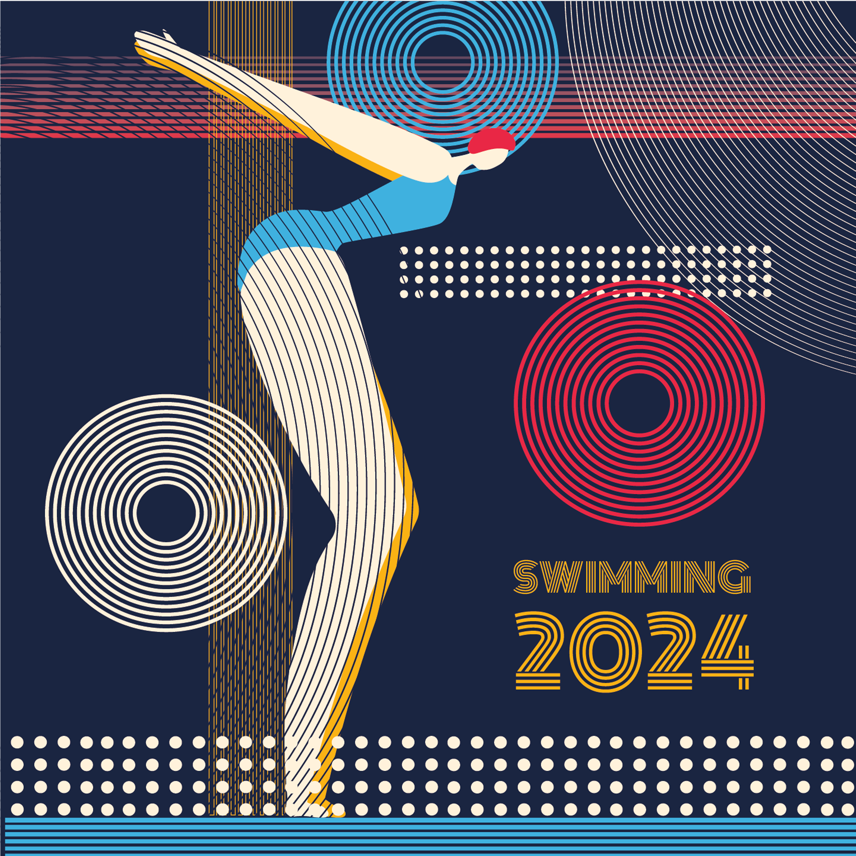 retro-swimming-line-art-design-theme
