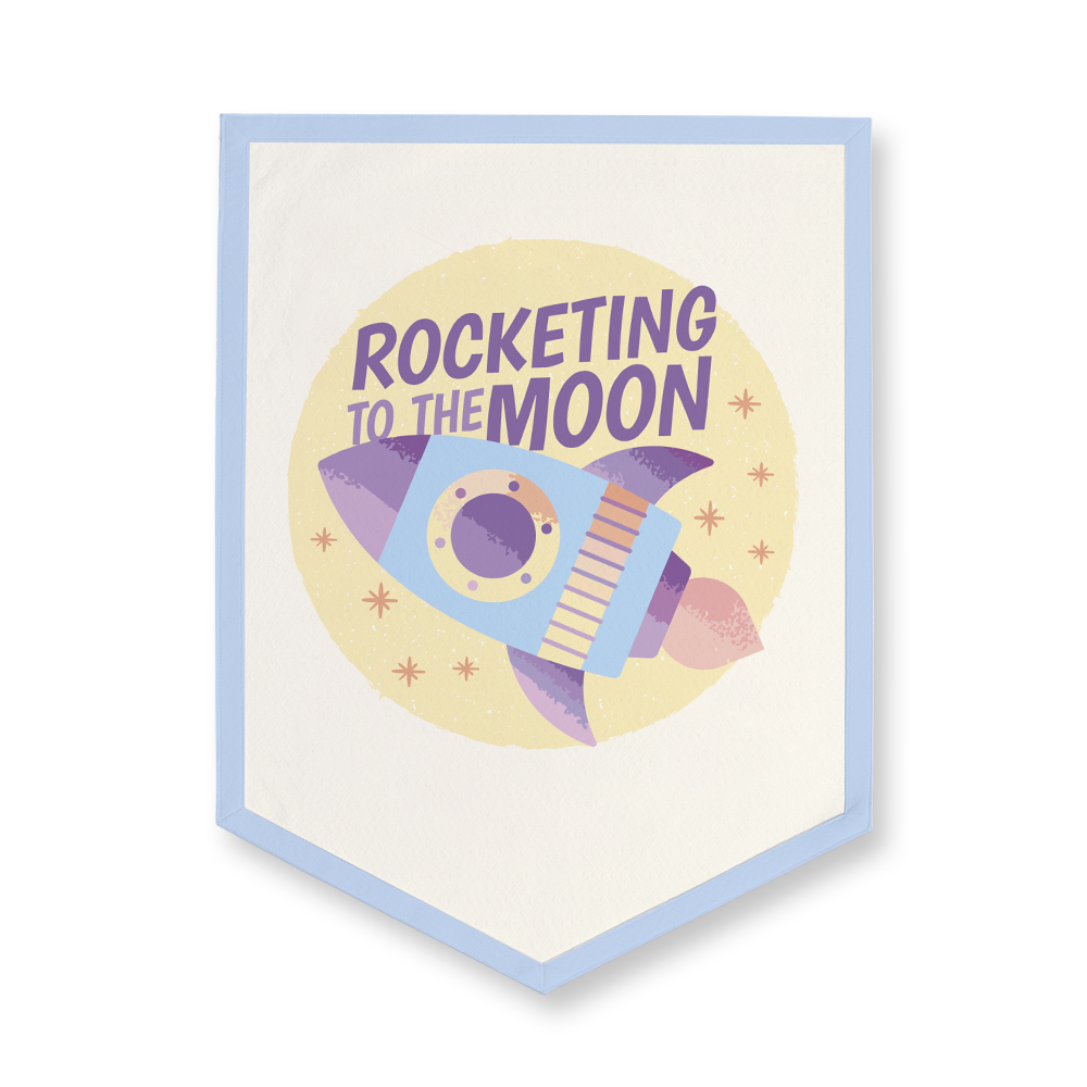 Rocketing to the Moon 5-Point Camp Flag