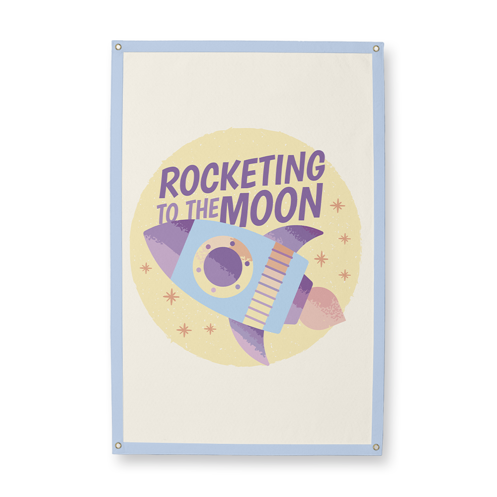 Rocketing to the Moon Rectangle Camp Flag