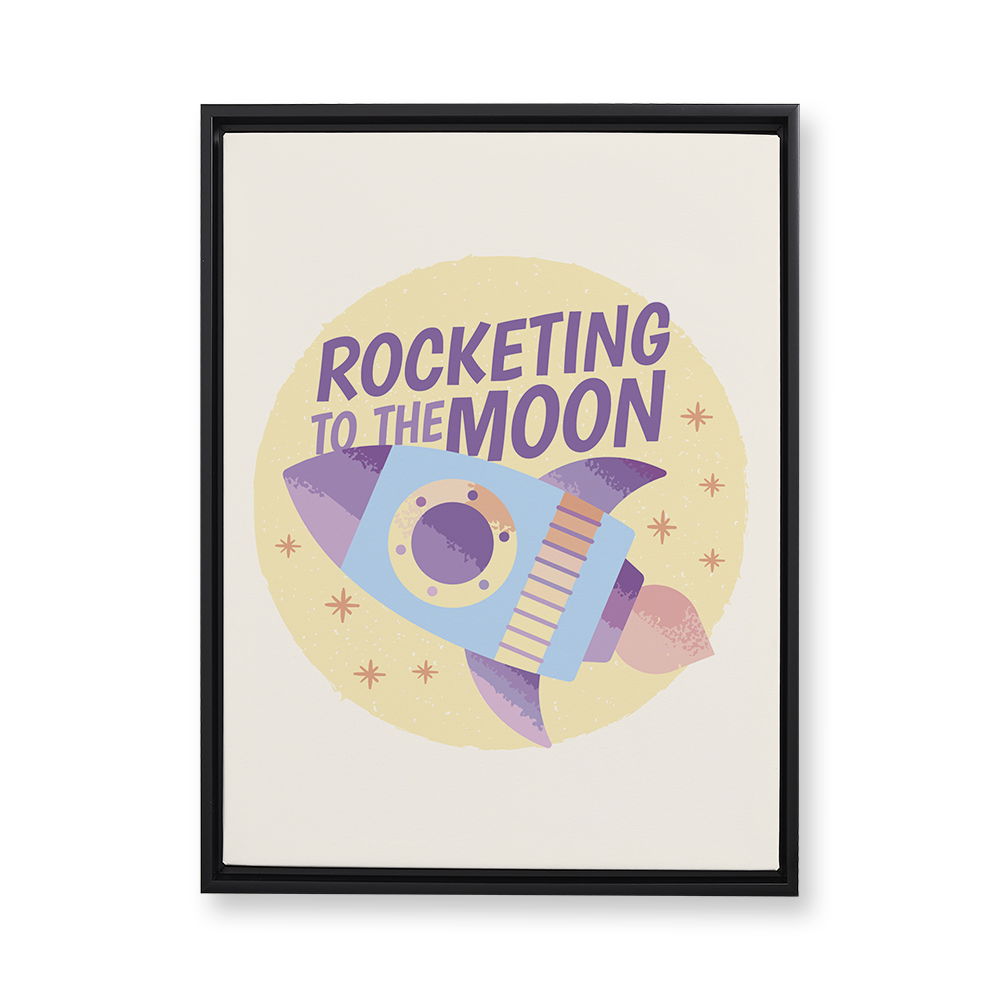 Rocketing to the Moon Floating Canvas Wall Art