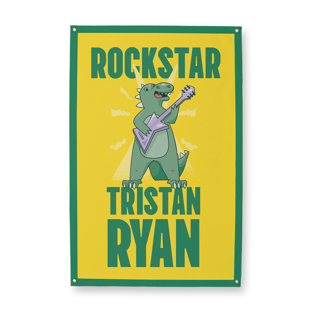 Rockstar Dino Rectangle Camp Flag