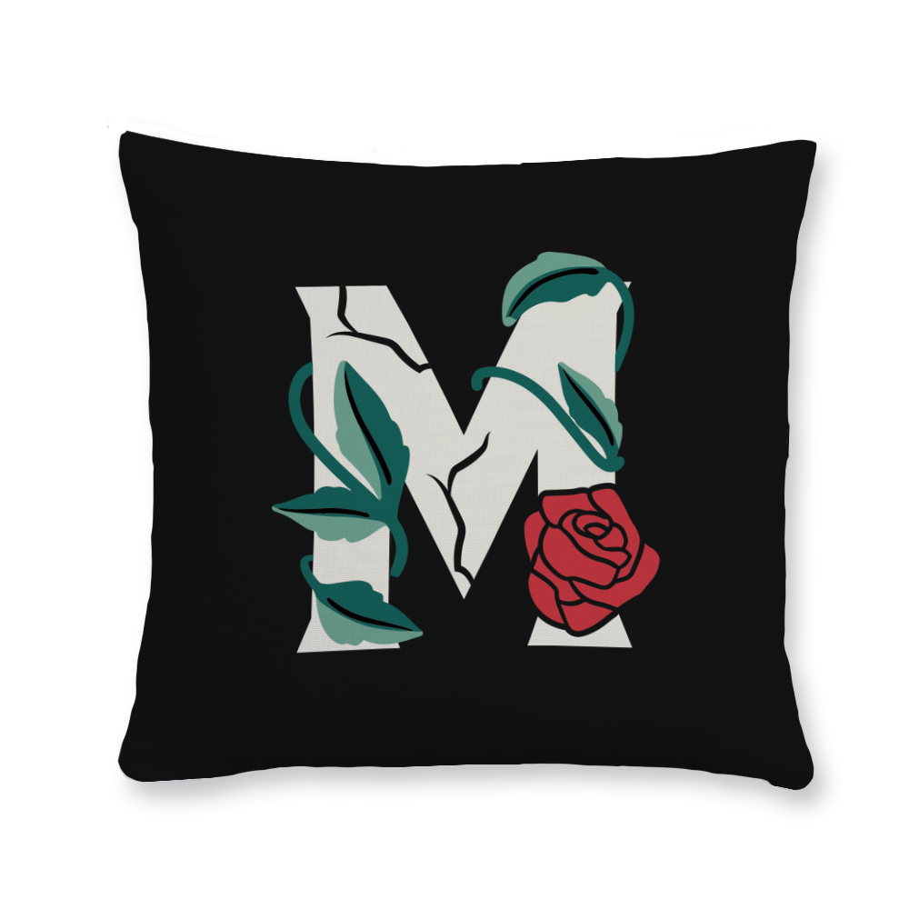 rose-letter-m-throw-pillow