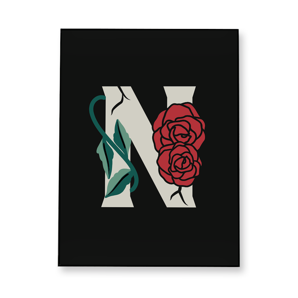 rose-letter-n-fabric-in-a-frame-wall-art