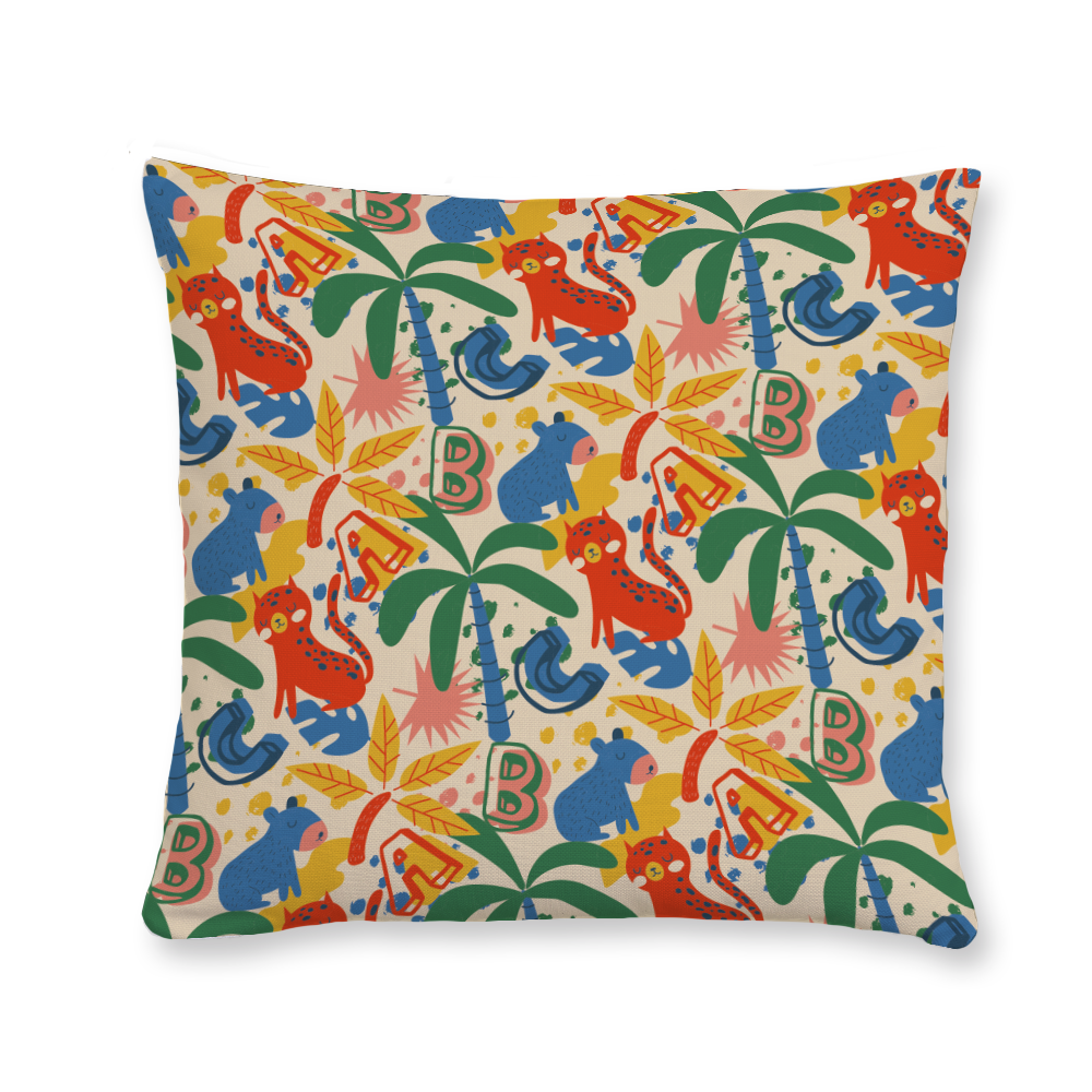 Tropical Animal Pattern Throw Pillow