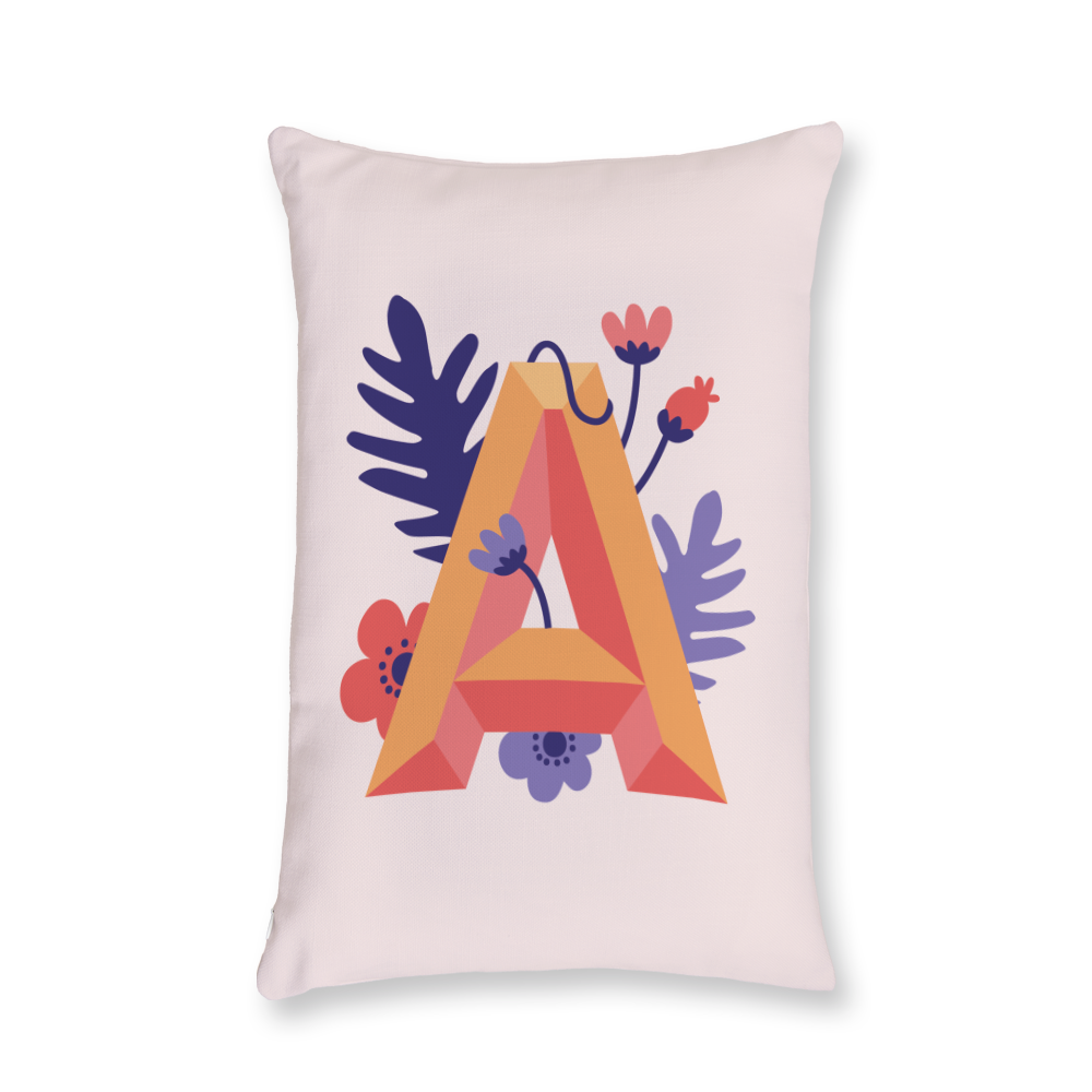 tropical-flowers-letter-a-throw-pillow