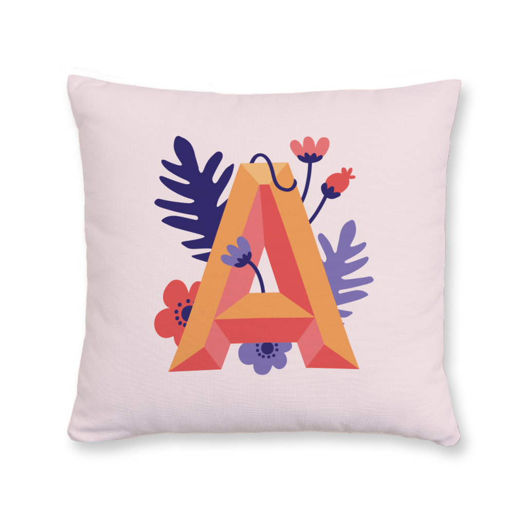 tropical-flowers-letter-a-throw-pillow