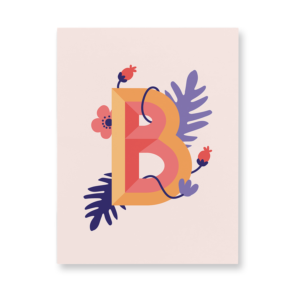 tropical-flowers-letter-b-aluminum-wall-art