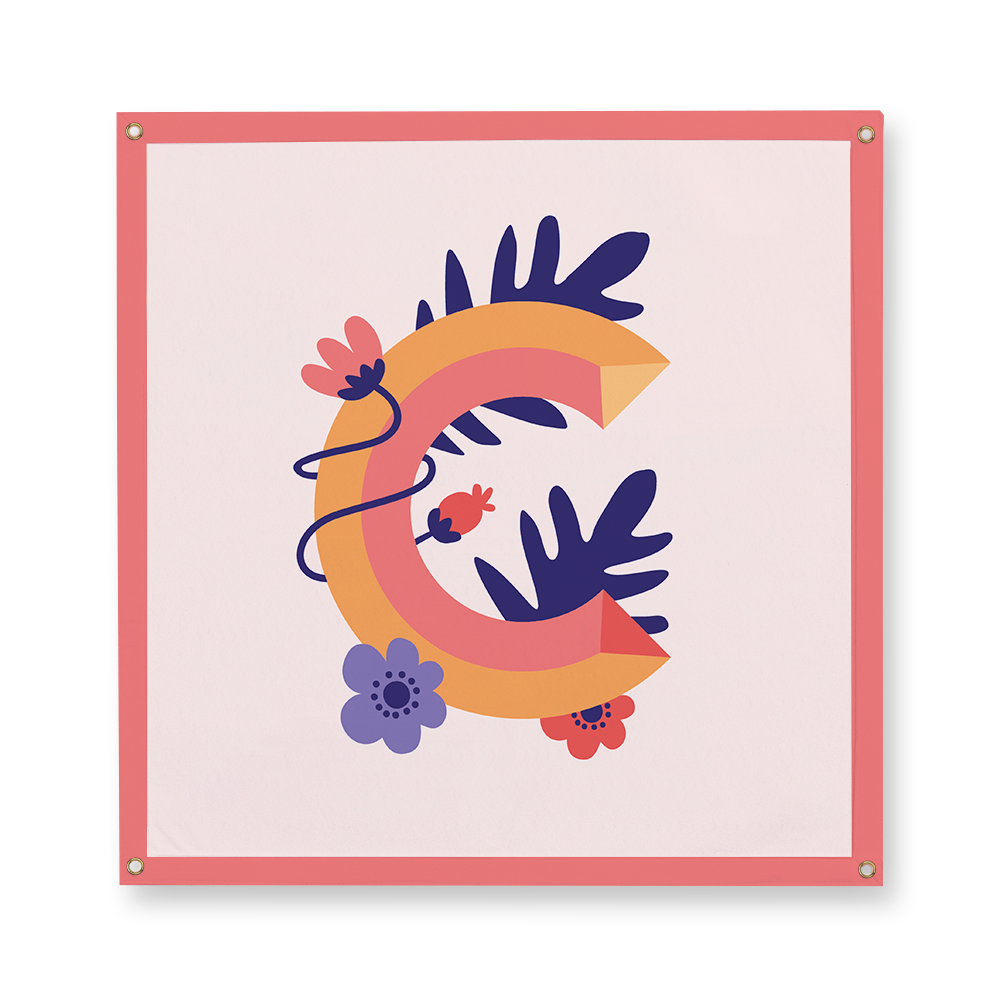 tropical-flowers-letter-c-camp-flag-square