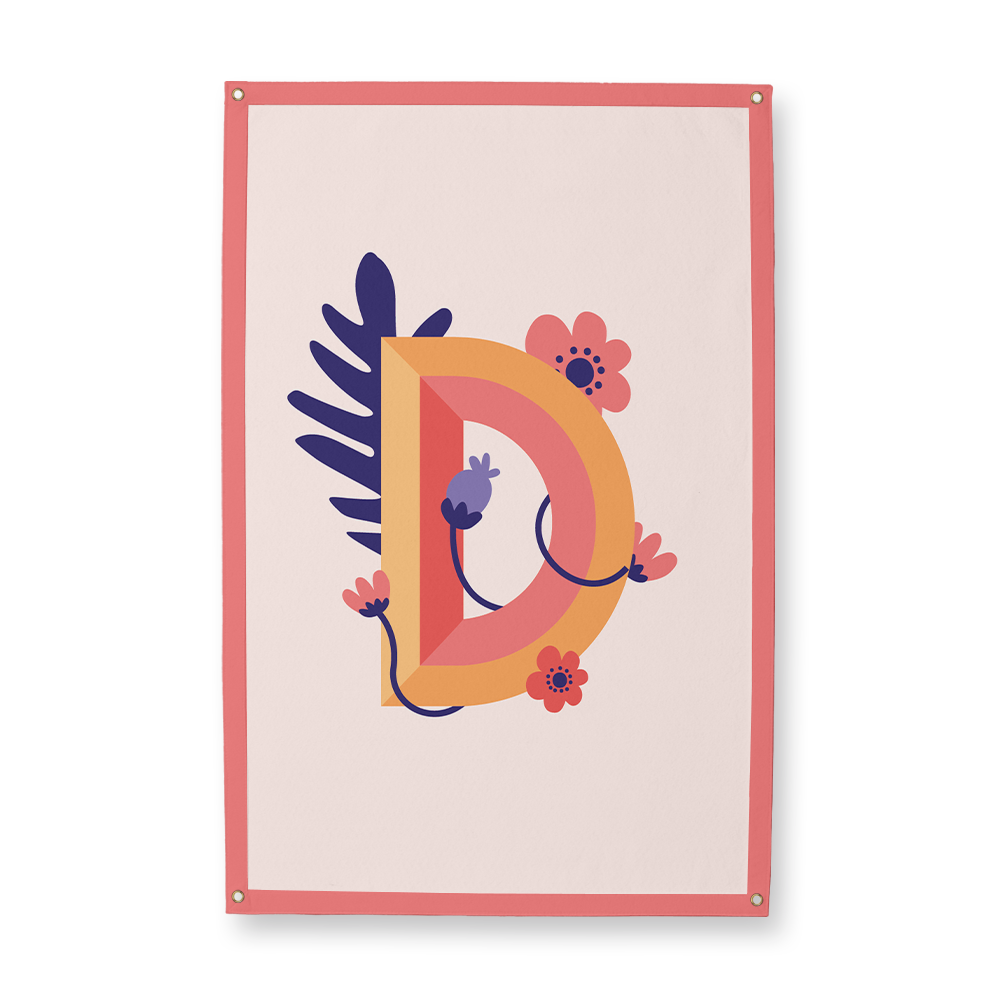 tropical-flowers-letter-d-camp-flag-rectangle