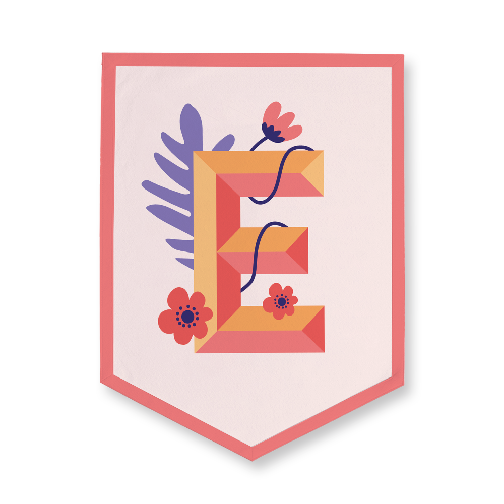 tropical-flowers-letter-e-camp-flag-five-point