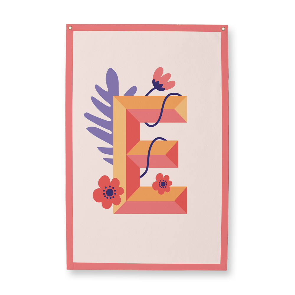 tropical-flowers-letter-e-camp-flag-rectangle