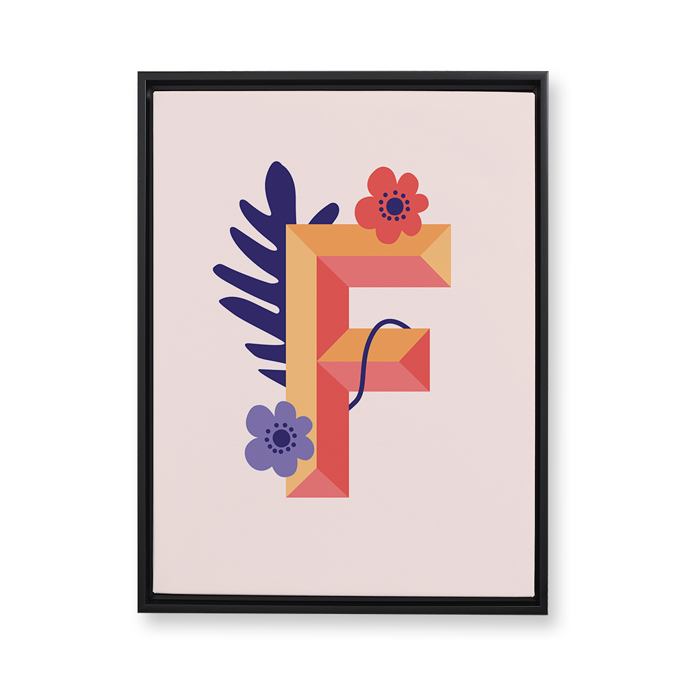 tropical-flowers-letter-f-floating-canvas-wall-art