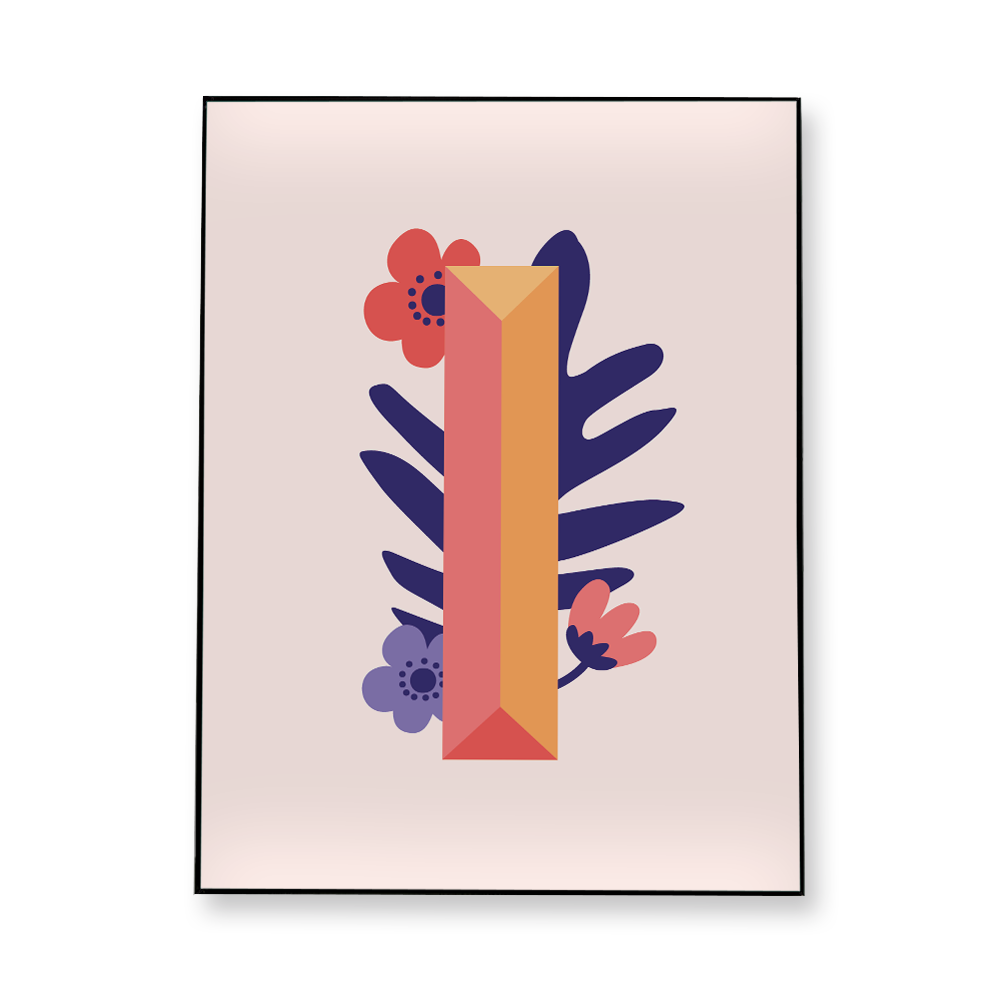 tropical-flowers-letter-i-fabric-in-a-frame-wall-art