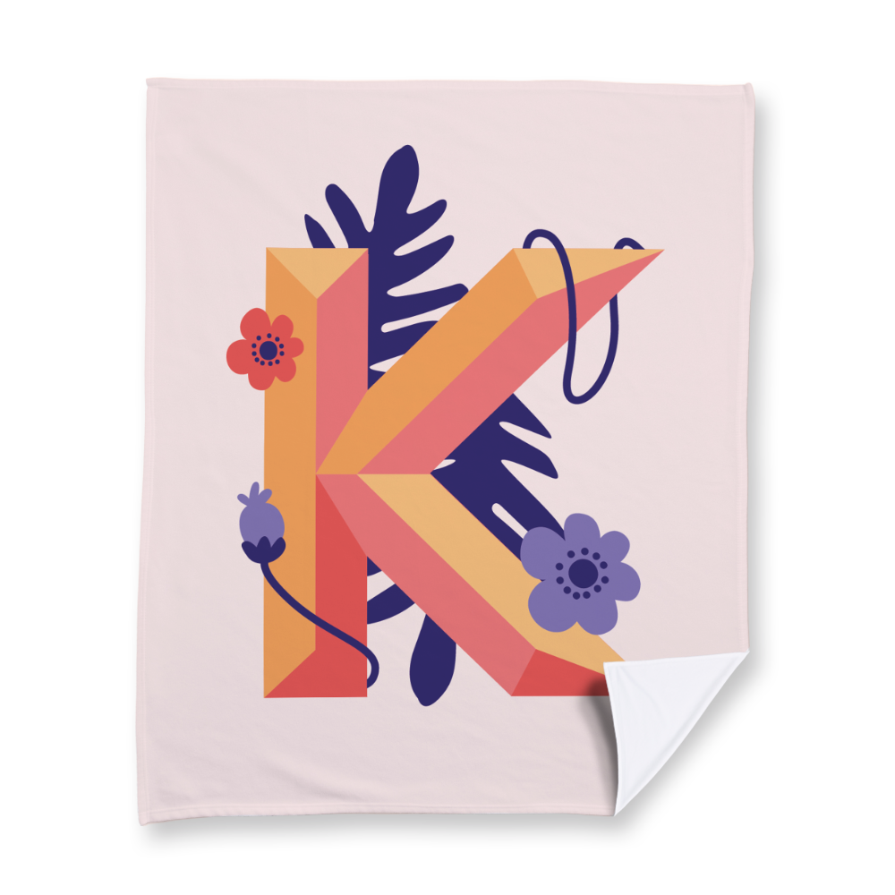 tropical-flowers-letter-k-blanket-fleece