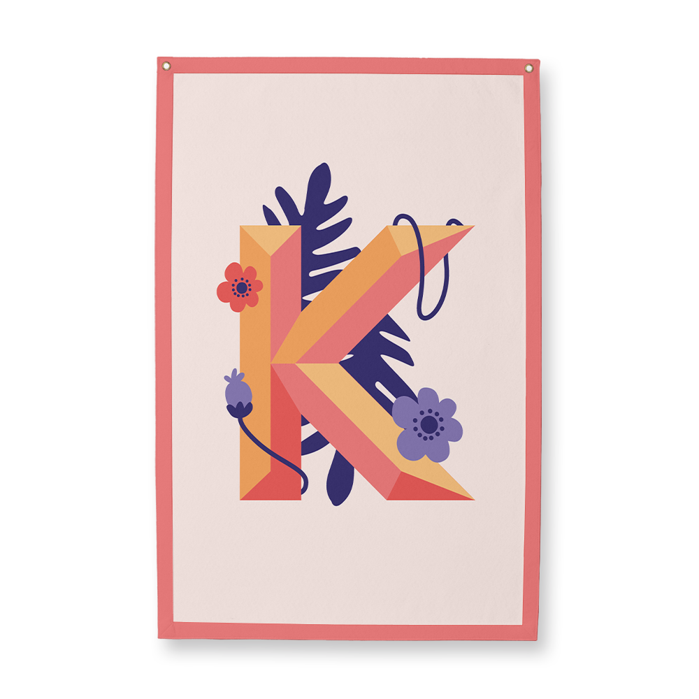 tropical-flowers-letter-k-camp-flag-rectangle