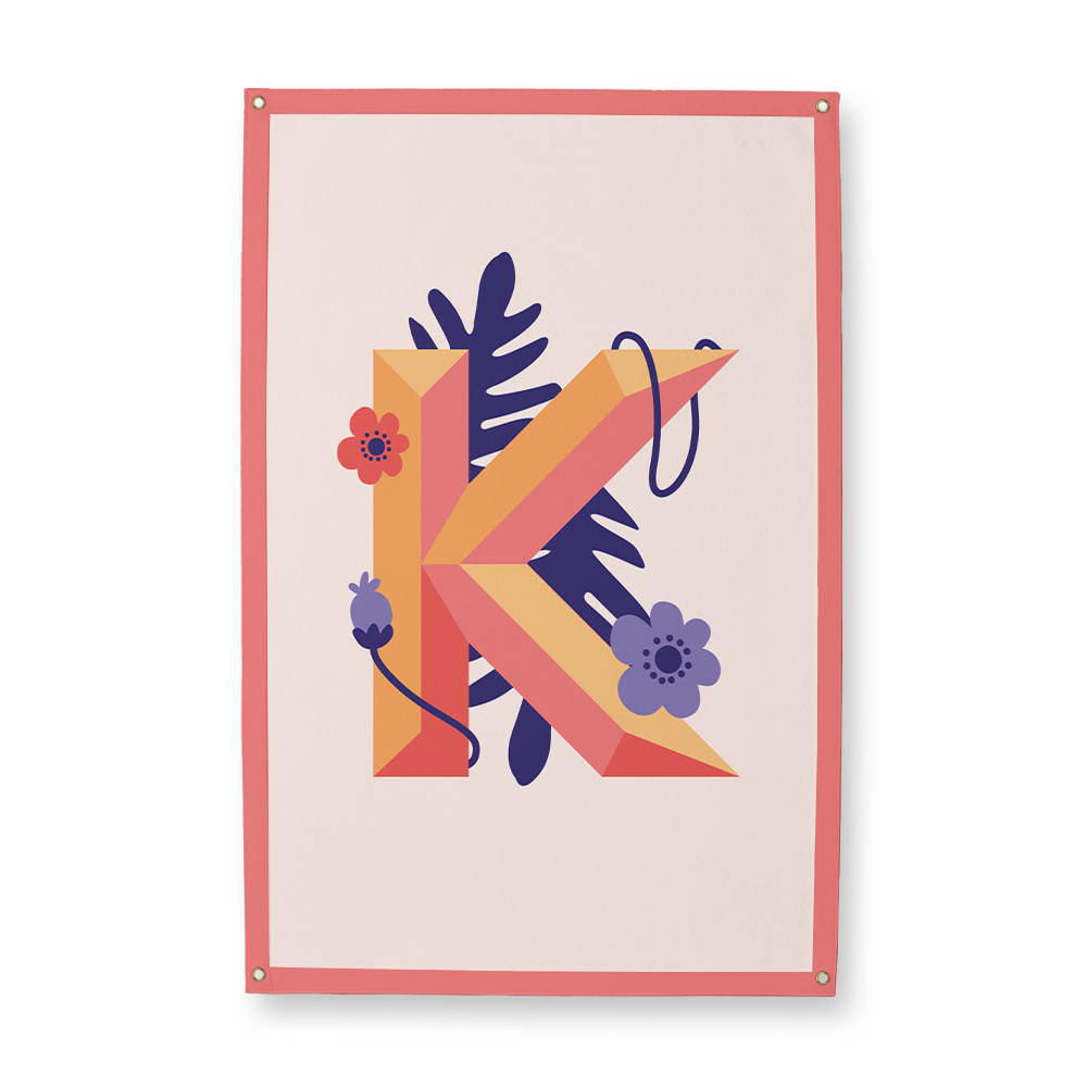 tropical-flowers-letter-k-camp-flag-rectangle