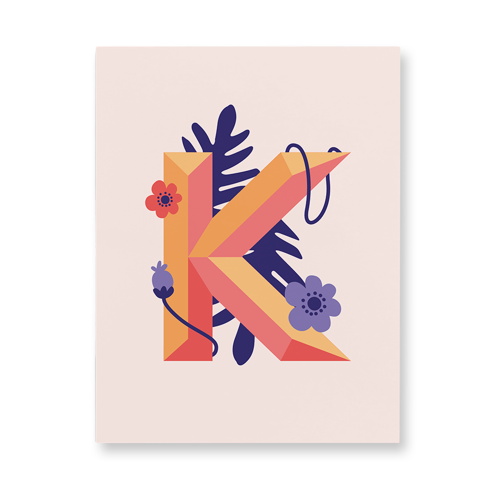 tropical-flowers-letter-k-aluminum-wall-art