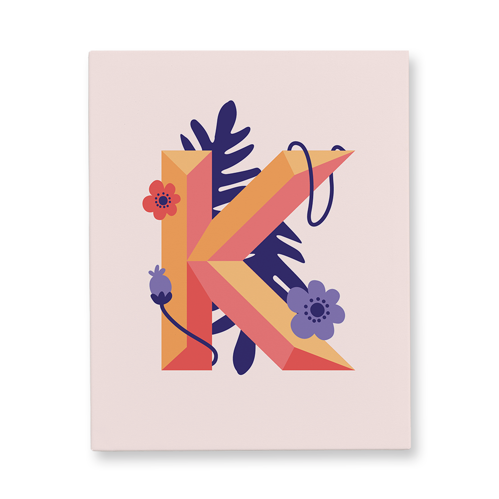 tropical-flowers-letter-k-gallery-canvas-wall-art