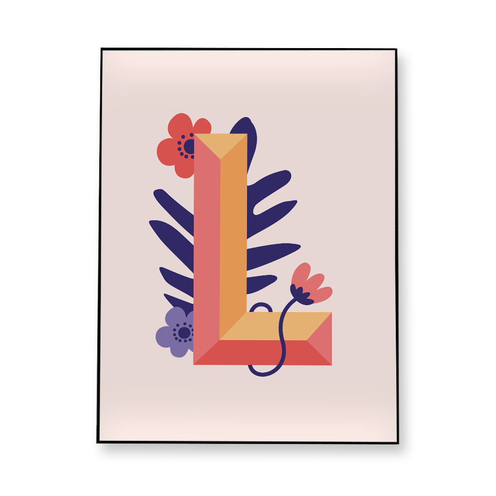 tropical-flowers-letter-l-fabric-in-a-frame-wall-art