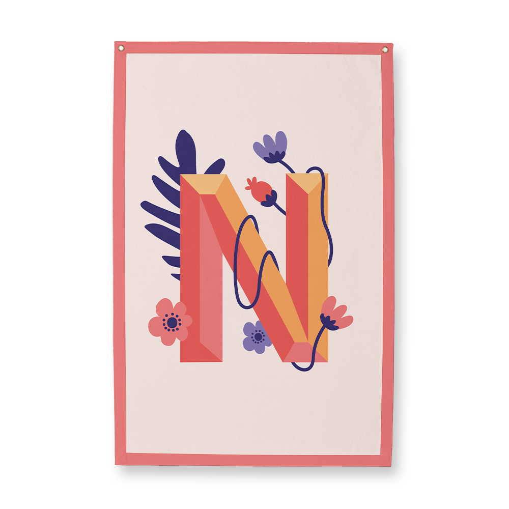 tropical-flowers-letter-n-camp-flag-rectangle