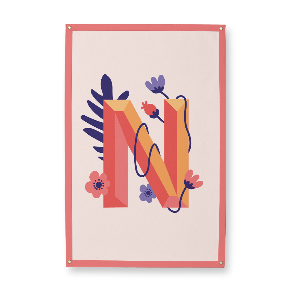 tropical-flowers-letter-n-camp-flag-rectangle
