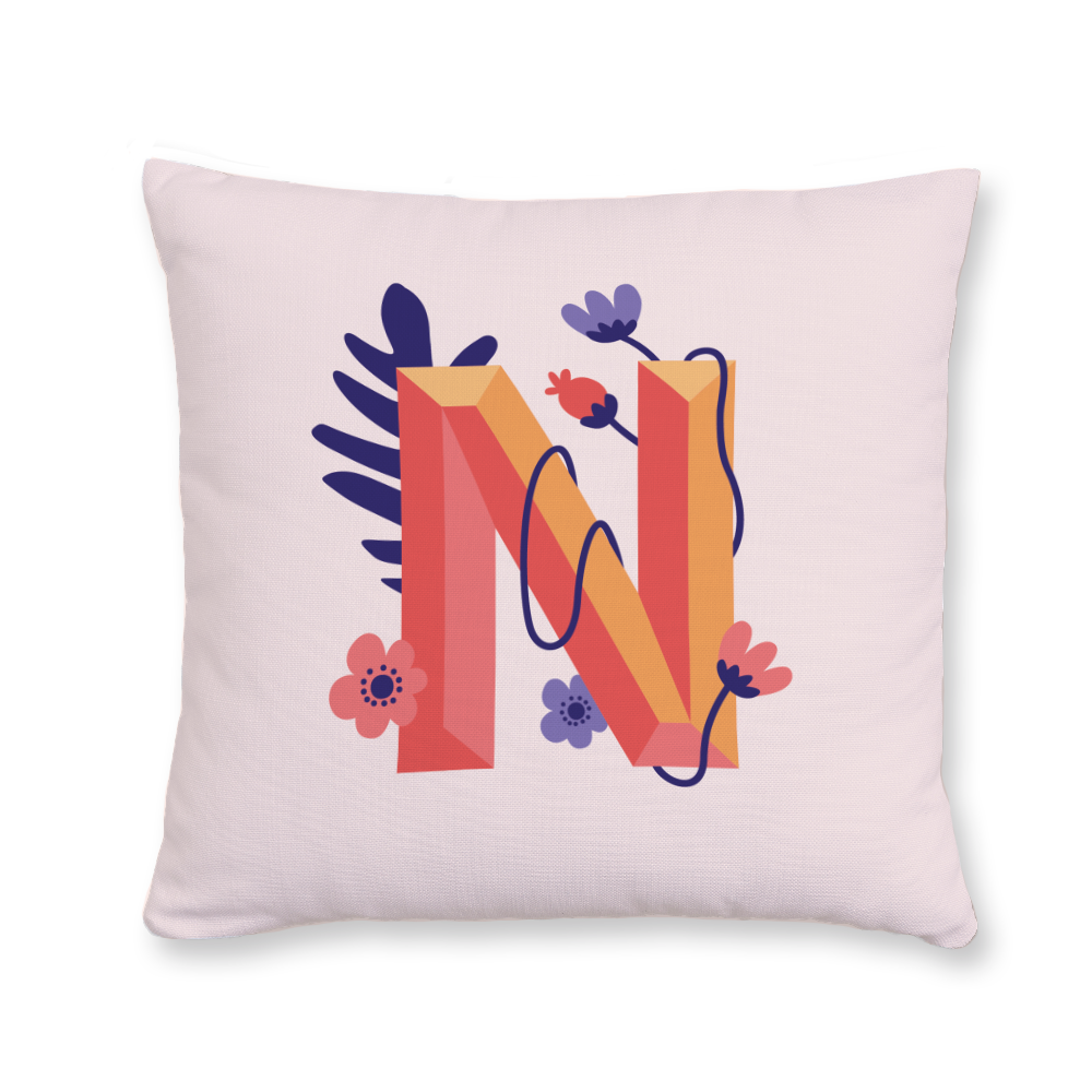 tropical-flowers-letter-n-throw-pillow