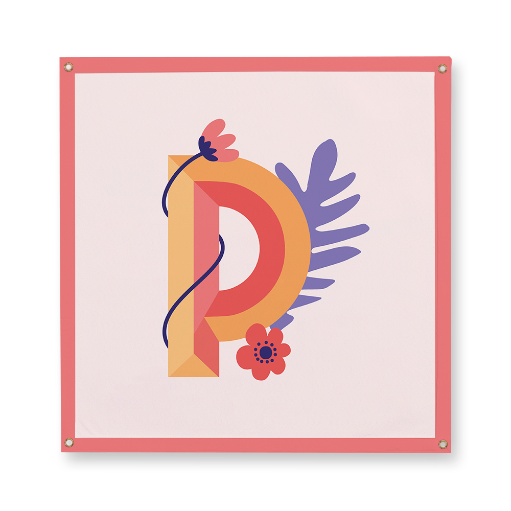 tropical-flowers-letter-p-camp-flag-square
