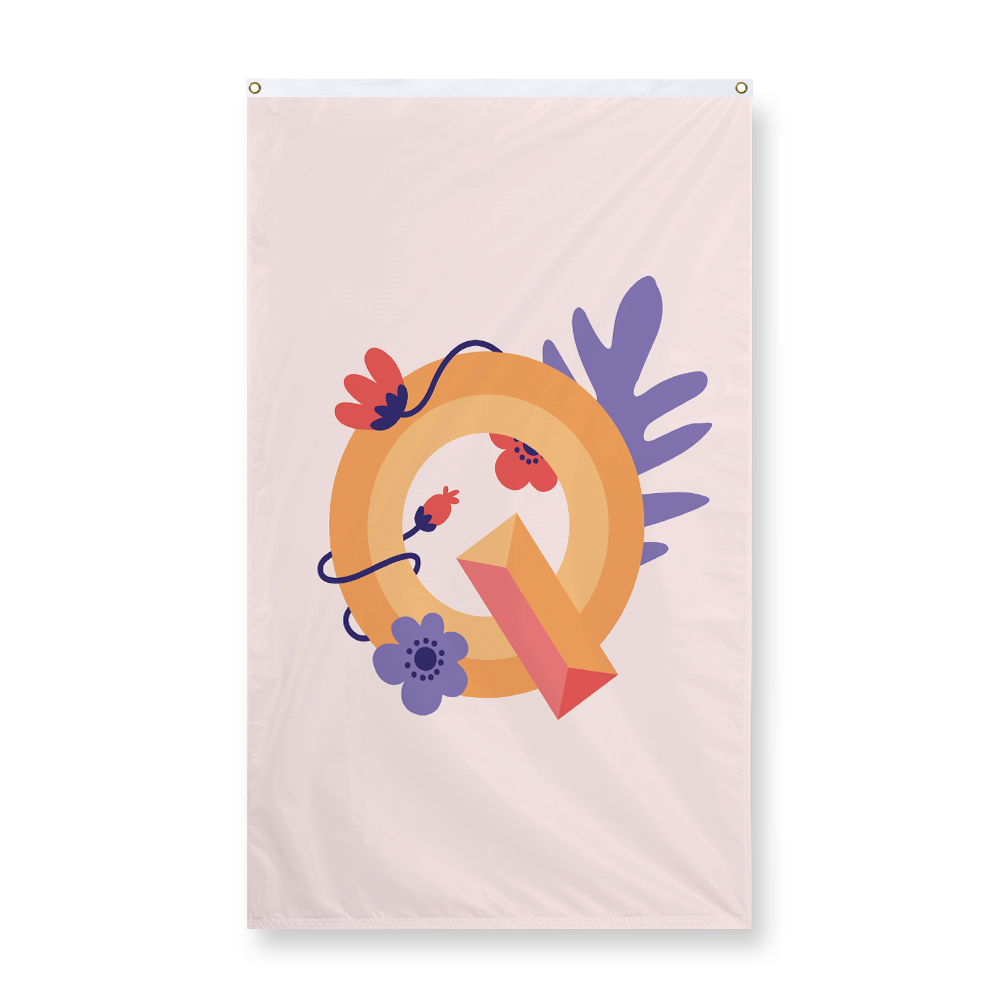 tropical-flowers-letter-q-display-flag