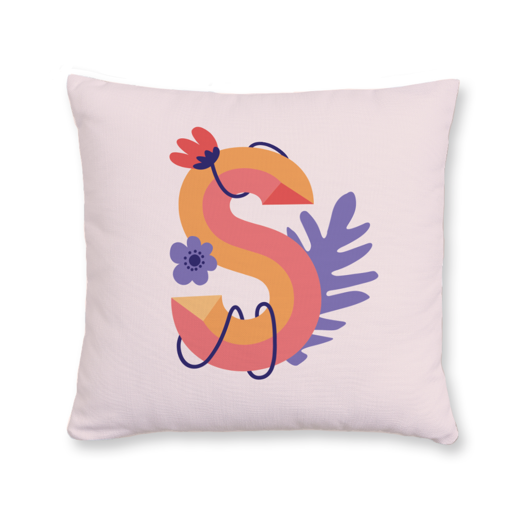 tropical-flowers-letter-s-throw-pillow