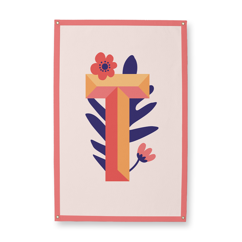 tropical-flowers-letter-t-camp-flag-rectangle