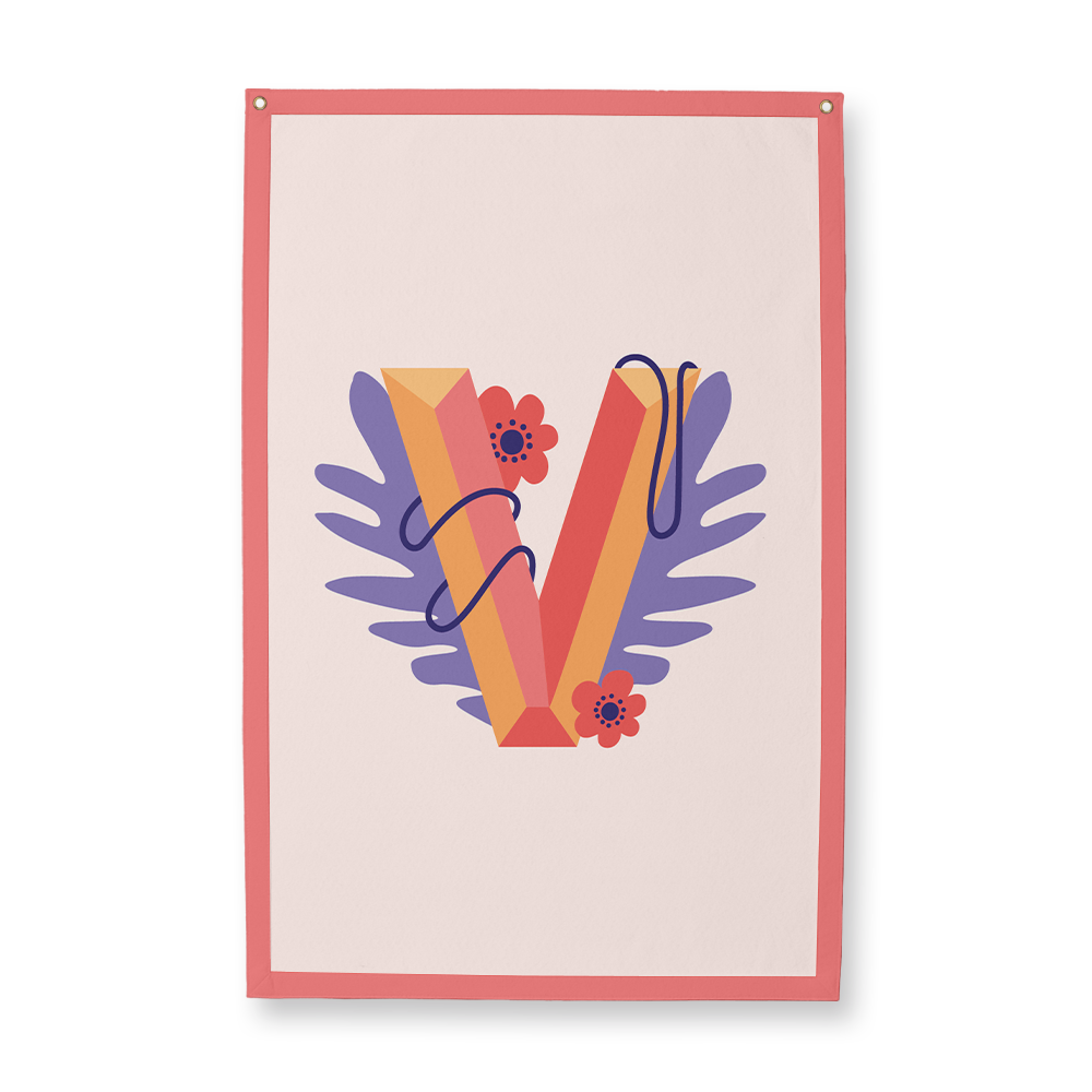 tropical-flowers-letter-v-camp-flag-rectangle