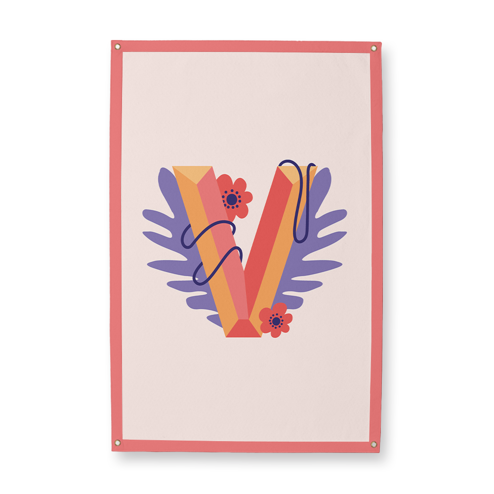 tropical-flowers-letter-v-camp-flag-rectangle