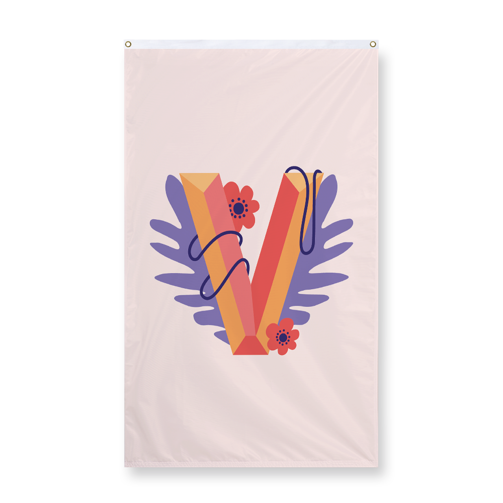 tropical-flowers-letter-v-display-flag