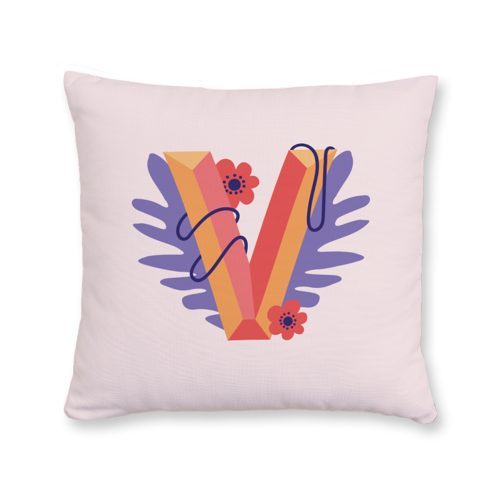 tropical-flowers-letter-v-throw-pillow