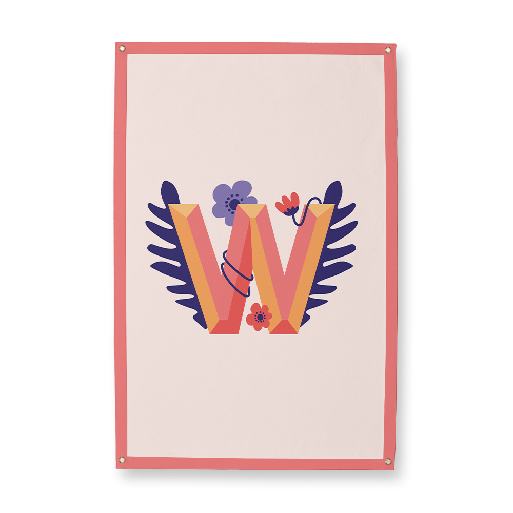tropical-flowers-letter-w-camp-flag-rectangle