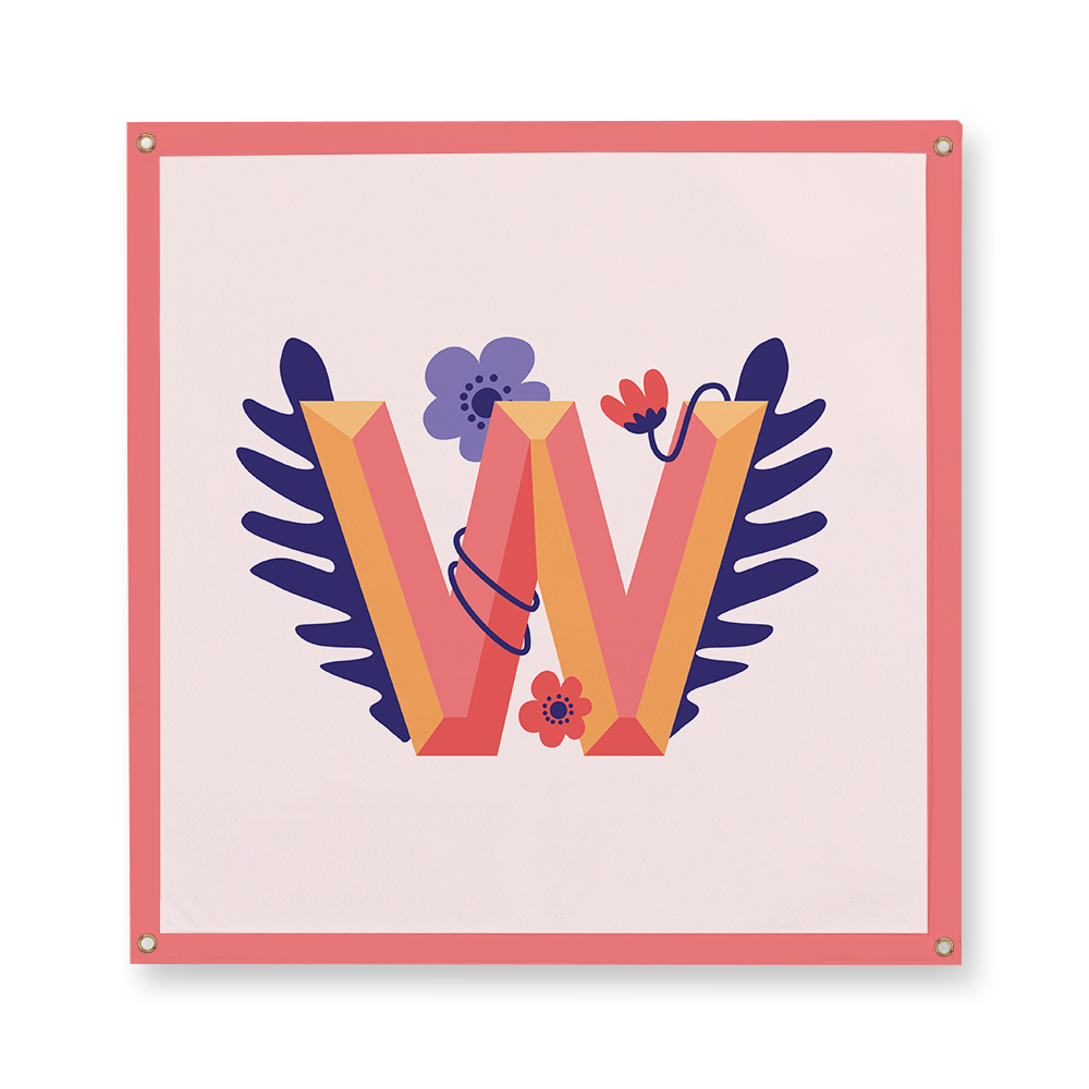 tropical-flowers-letter-w-camp-flag-square