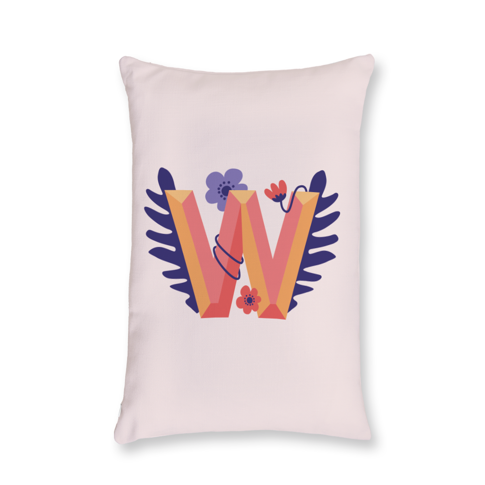 tropical-flowers-letter-w-throw-pillow