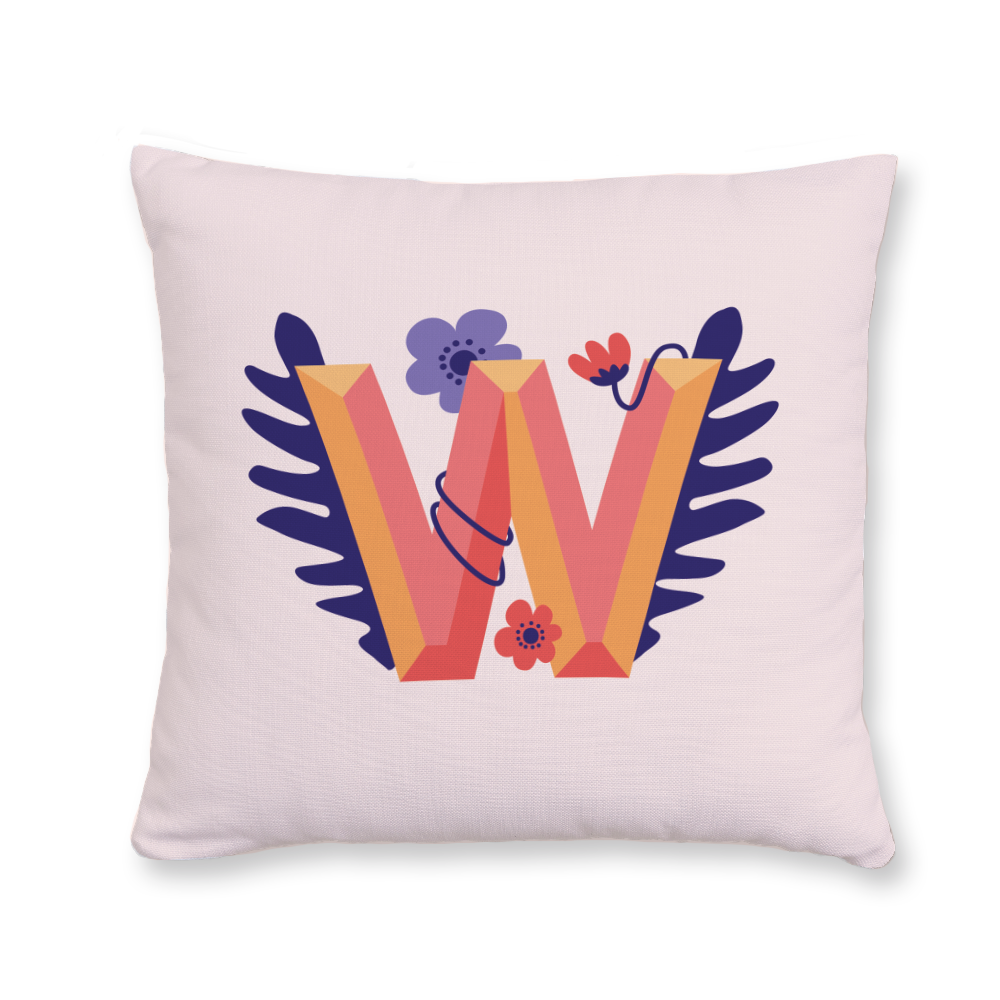 tropical-flowers-letter-w-throw-pillow