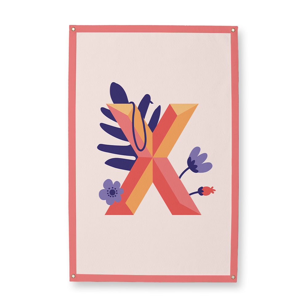 tropical-flowers-letter-x-camp-flag-rectangle