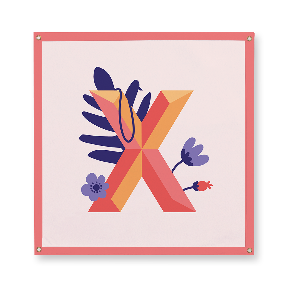 tropical-flowers-letter-x-camp-flag-square