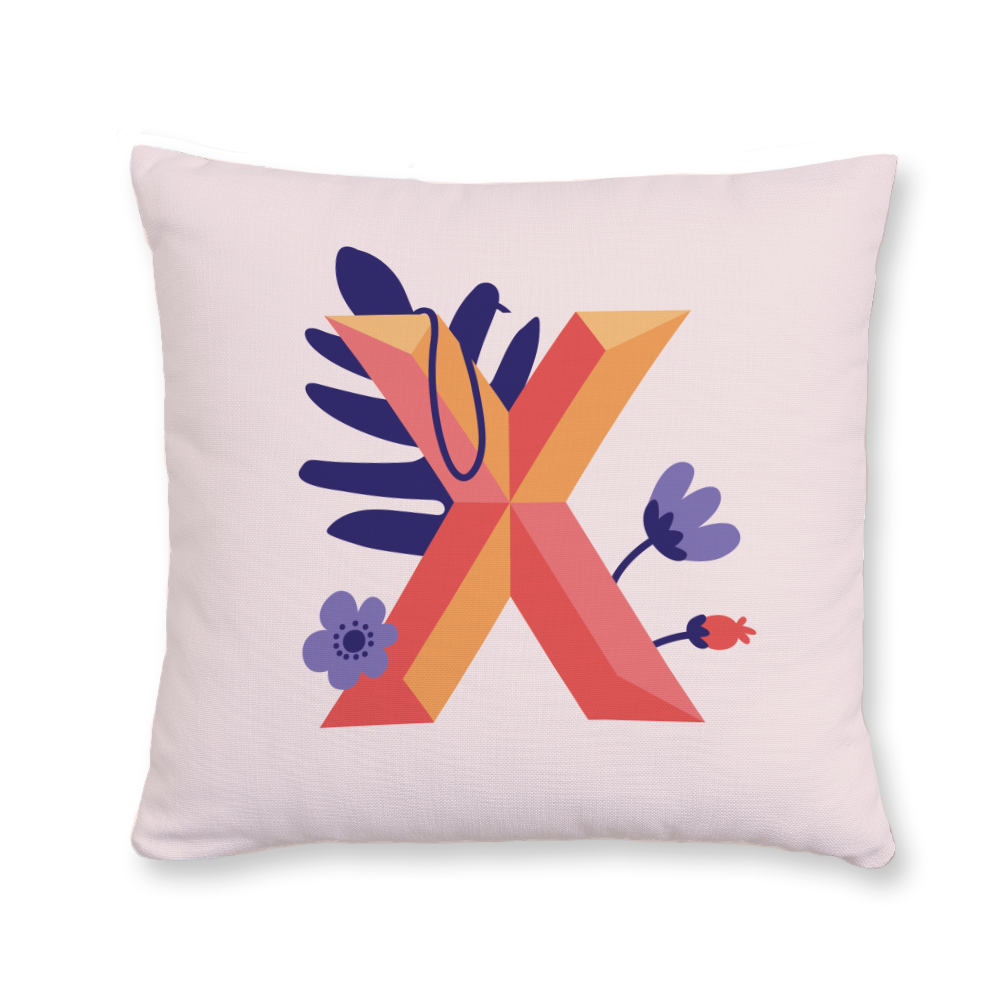 tropical-flowers-letter-x-throw-pillow