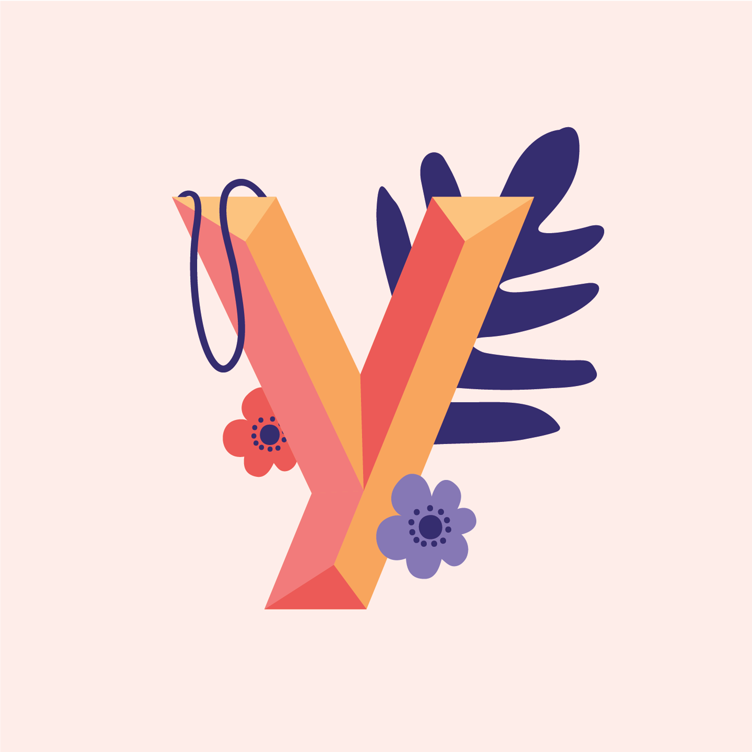 tropical-flowers-letter-y-design-theme