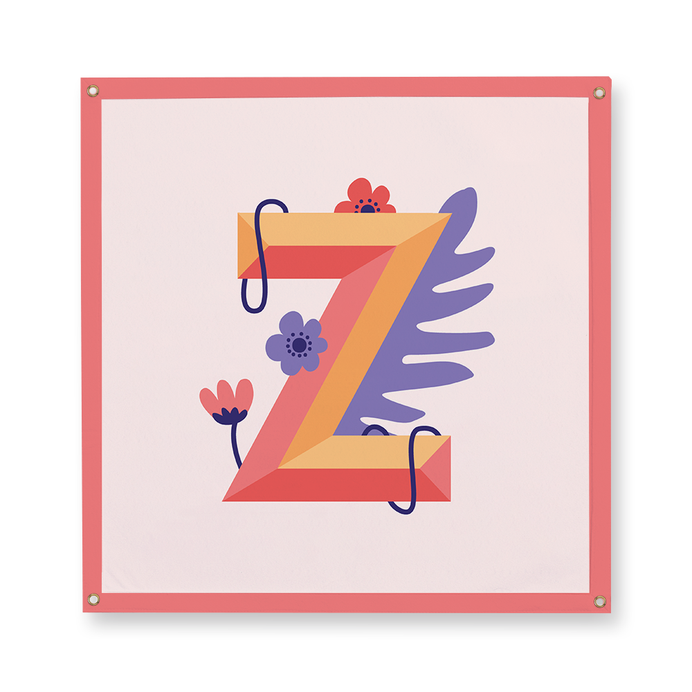tropical-flowers-letter-z-camp-flag-square