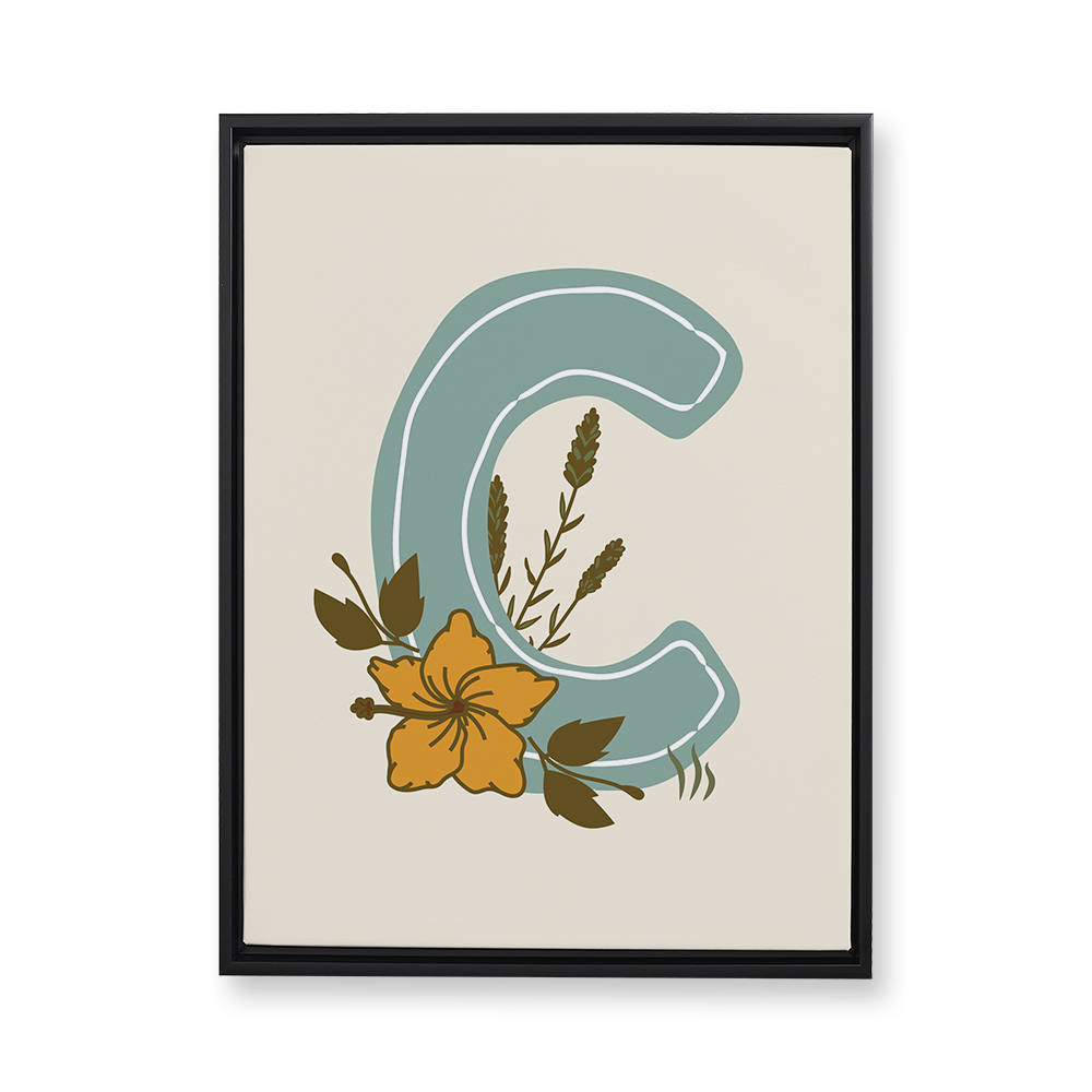 vintage-floral-letter-c-floating-canvas-wall-art