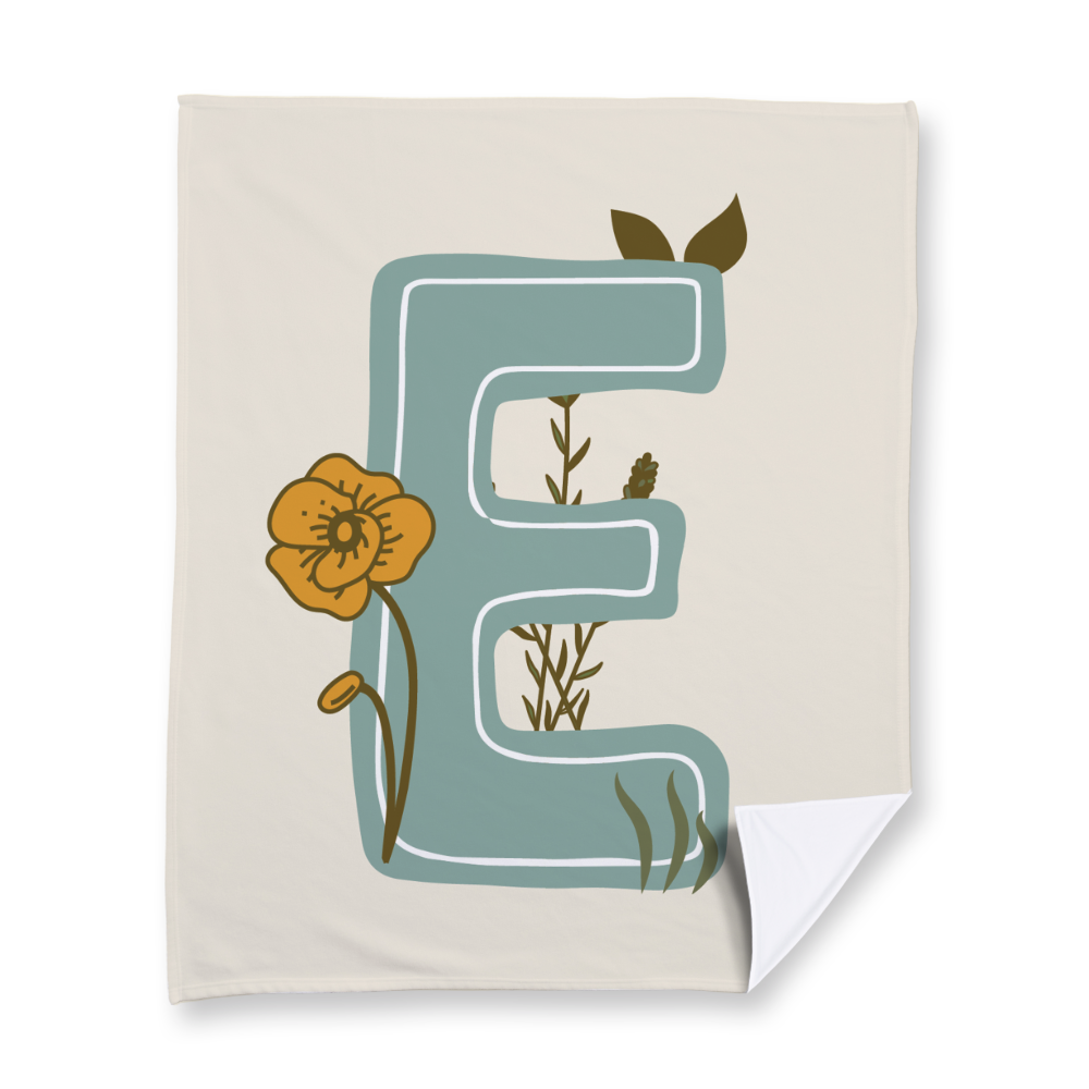 vintage-floral-letter-e-blanket-fleece