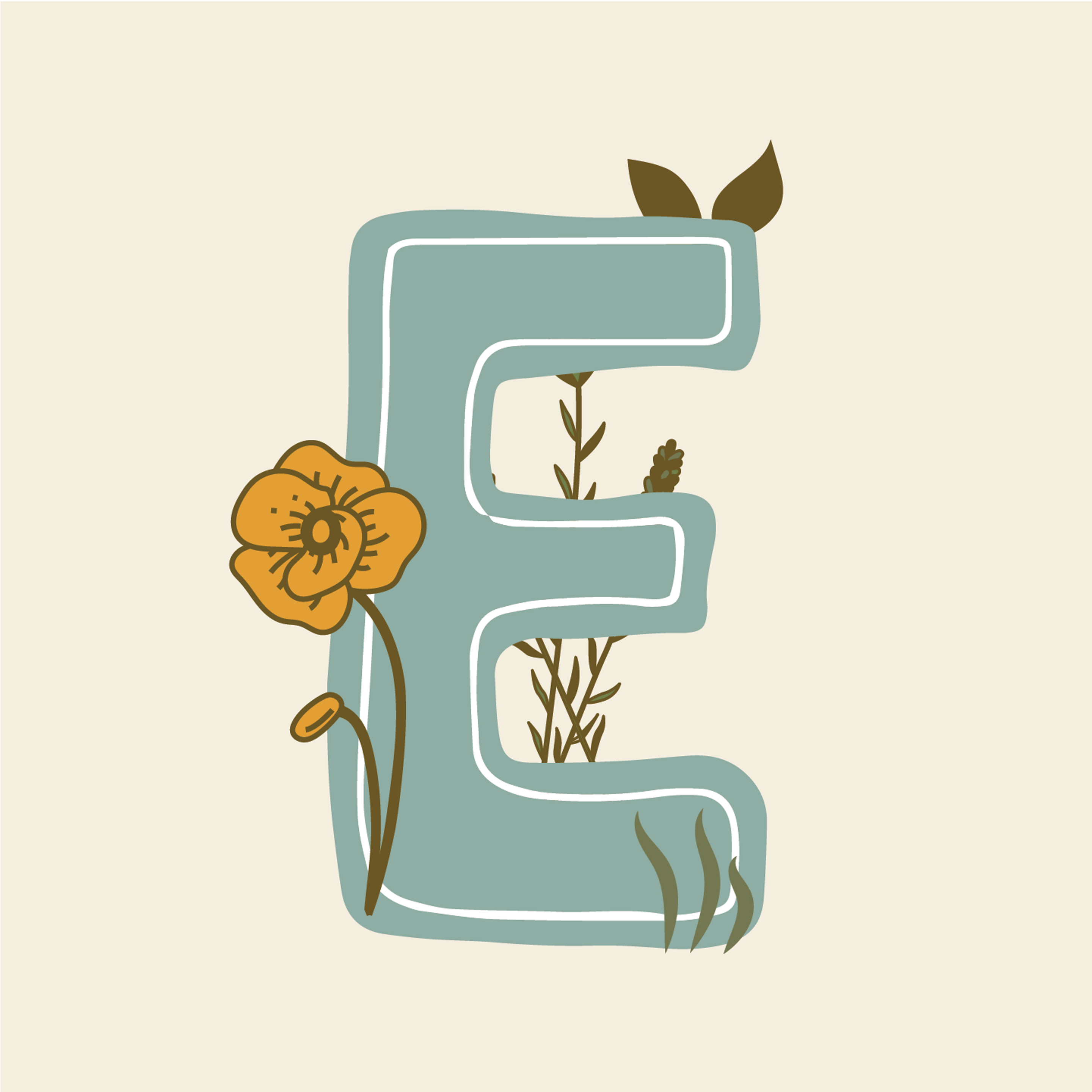 vintage-floral-letter-e-design-theme