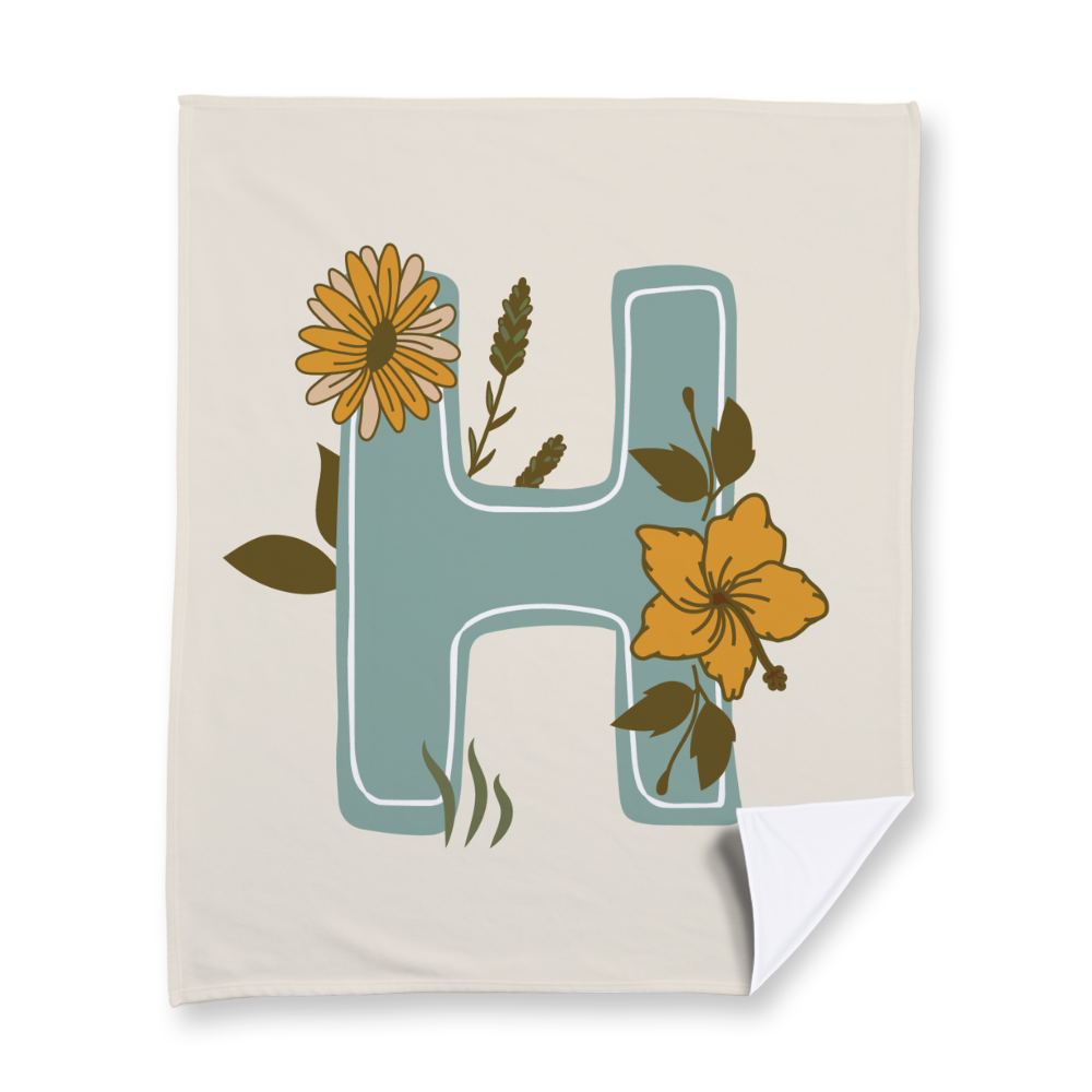 vintage-floral-letter-h-blanket-fleece